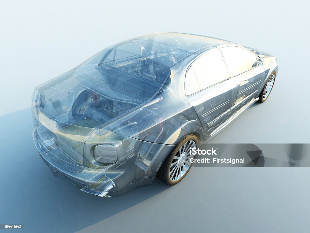 A modern transparent car on white X-Ray car. computer generated image.. Car Stock Photo