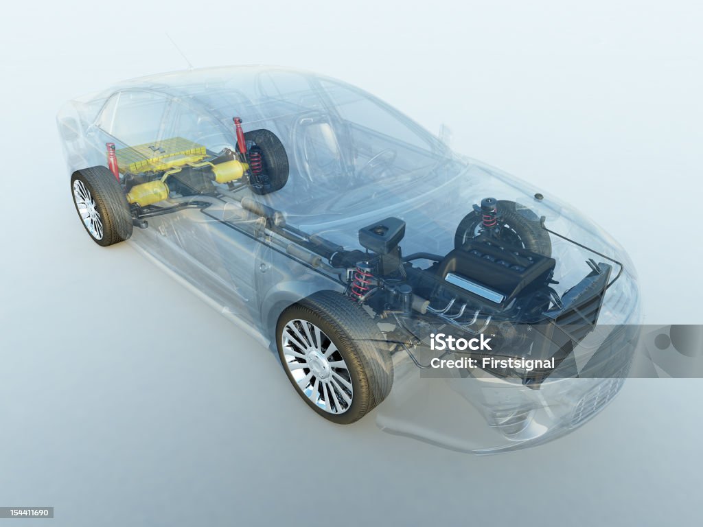 Transparent vehicle Vehicle with transparent parts. Car Stock Photo