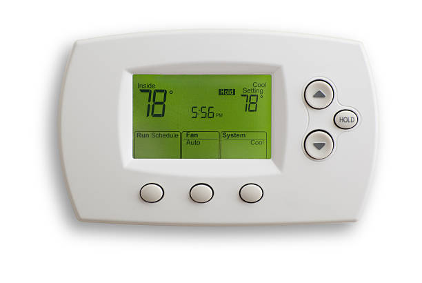 Digital thermostat on 78 degrees Digital Thermostat set to 78 degrees Fahrenheit. Saved with clipping path, isolated on white background thermostat photos stock pictures, royalty-free photos & images