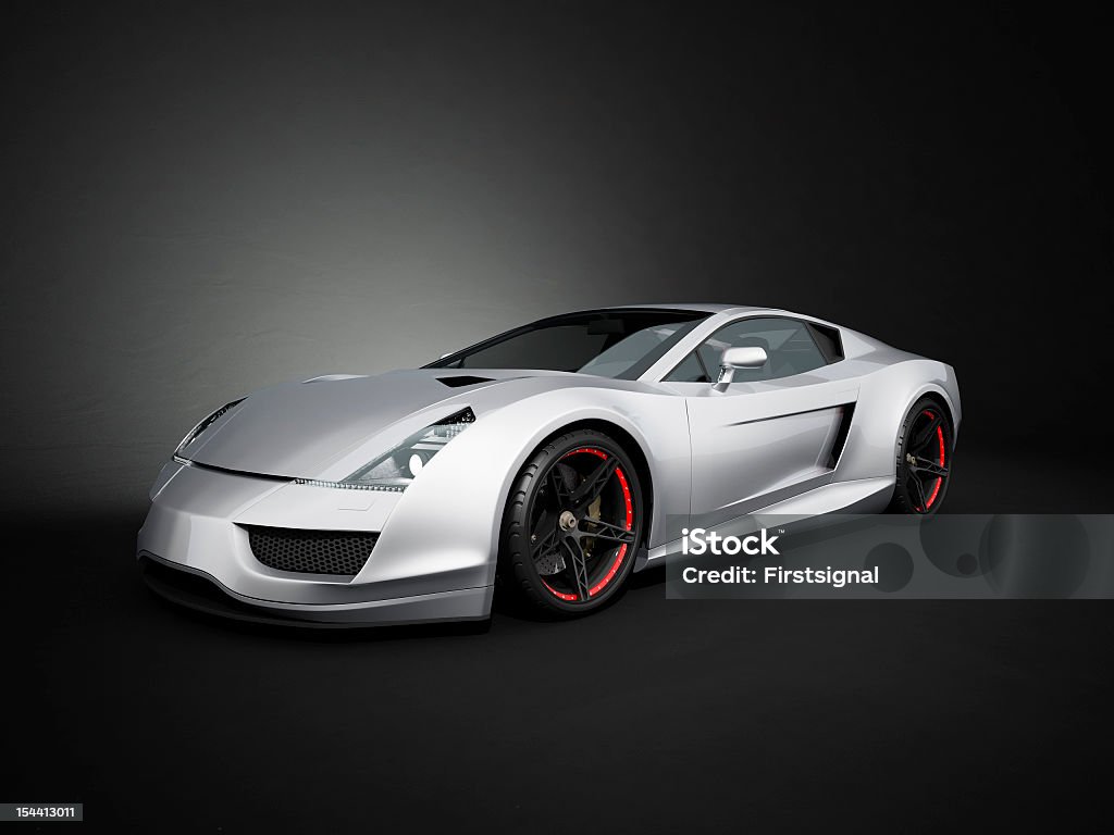 Carro Esporte de prata sobre fundo preto studio - Foto de stock de Afinador de Pianos royalty-free