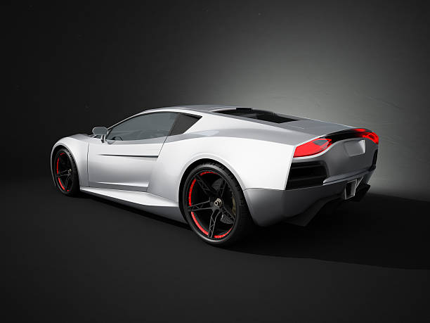 istock Silver sport car on black studio background 154413014