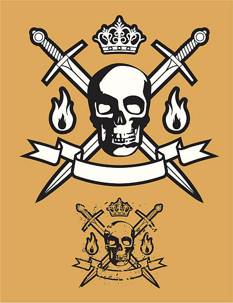 sieg oder tod - skull dirty insignia grunge stock-grafiken, -clipart, -cartoons und -symbole