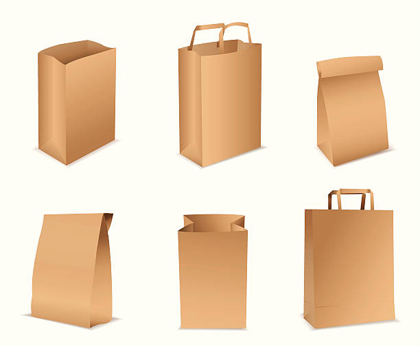 бумажные сумки - paper bag bag paper brown stock illustrations
