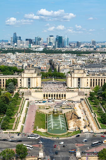 View of the Trocadéro Gardens from the top floor of the Eiffel Tower