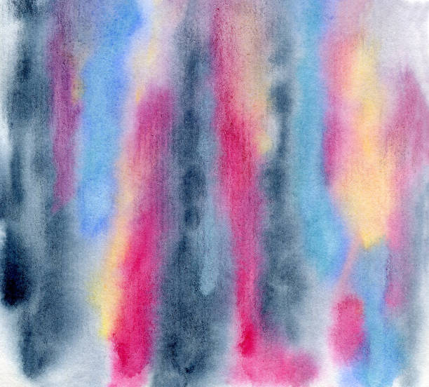 istock Bright blue and pink striped watercolor background 1544147302