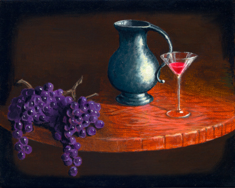 Oil painting representing the wine culture