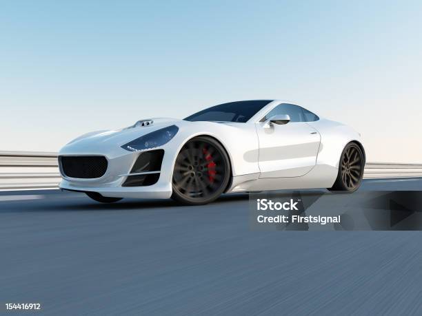 White Super Car On The Racing Track Stock Photo - Download Image Now - Status Car, Car, Exoticism