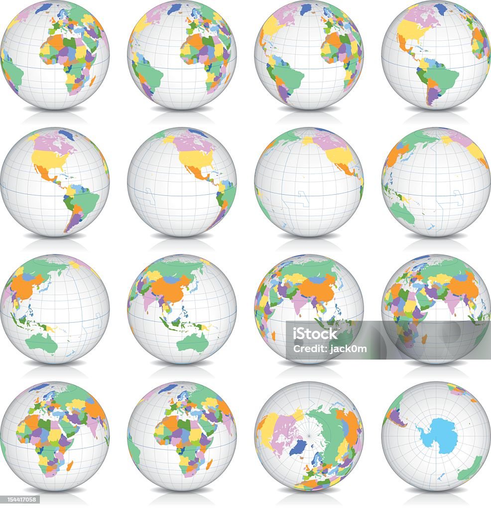 Earth Globe países - arte vectorial de Globo terráqueo libre de derechos