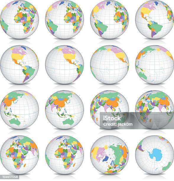 Ilustración de Earth Globe Países y más Vectores Libres de Derechos de Globo terráqueo - Globo terráqueo, Mapa mundial, Dar vueltas