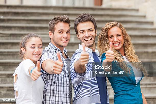 Group Of Friends With Thumbs Up Stock Photo - Download Image Now - Adult, City, City Life