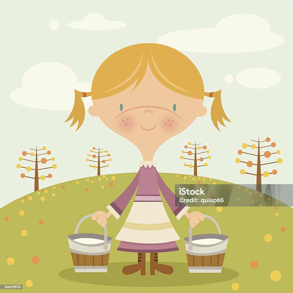 Fille avec du lait - clipart vectoriel de Adolescent libre de droits