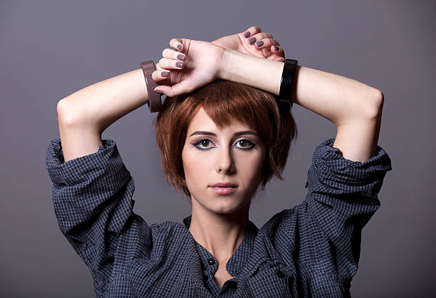 istock Style girl in shirt at studio. 154420224