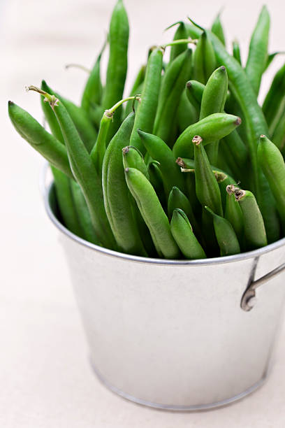 secchio di fagiolini - green bean bean green bucket foto e immagini stock
