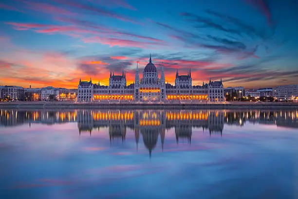 Photo of Looking at Hungarian parliament from across water at night