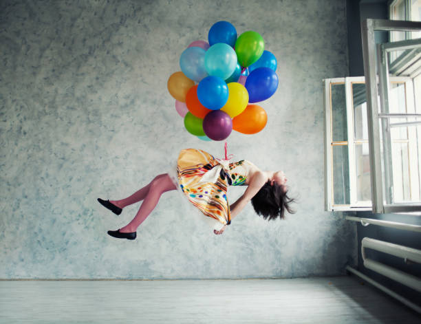 palloncini - dreams window bizarre surreal foto e immagini stock