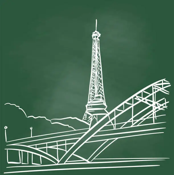 Vector illustration of La Scene Paris Chalkboard