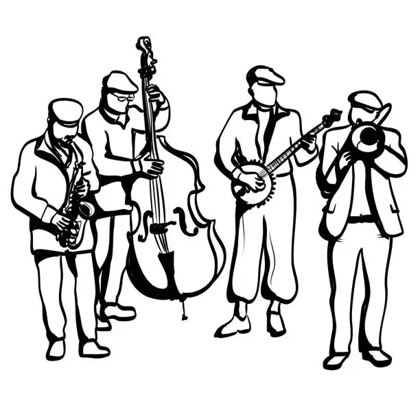 Vector illustration of Traditional Music Band Ink