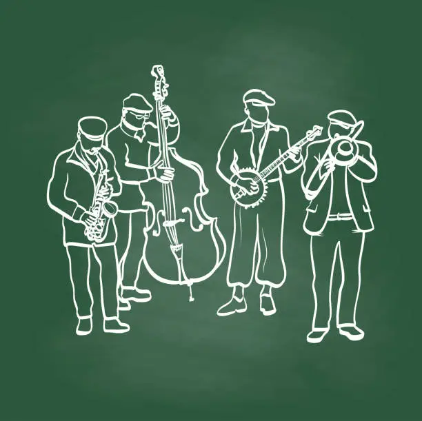 Vector illustration of Traditional Music Band Chalkboard