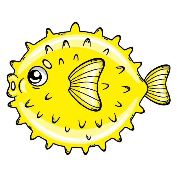 Vector illustration of Isolated cartoon cute puffer fish