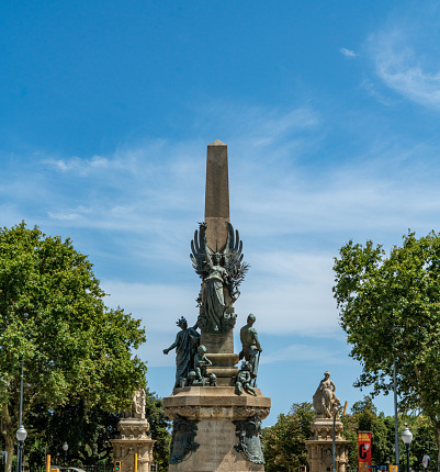 View of the Rius and Taulet monument in Barcelona, Spain