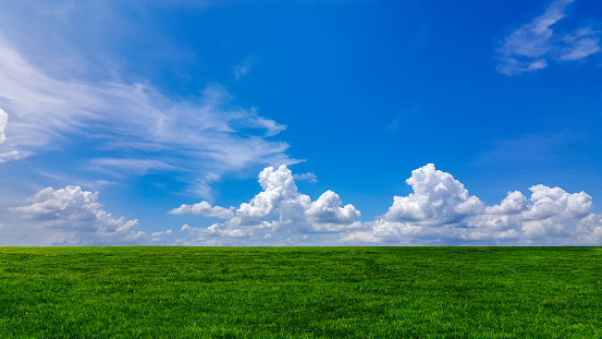Cloudscape image of empty blue sky with clouds