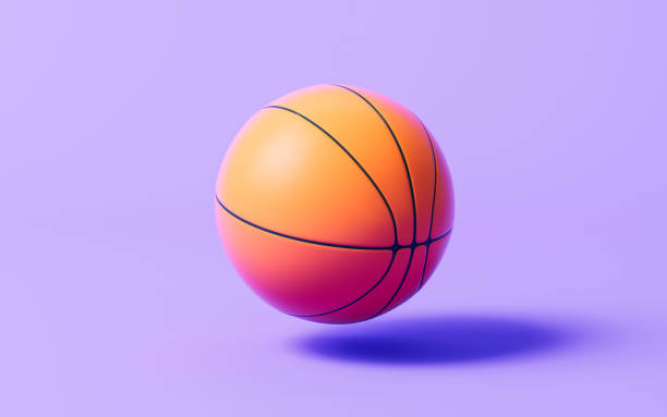 istock Basketball isolated on purple background, 3d rendering. 1544418404