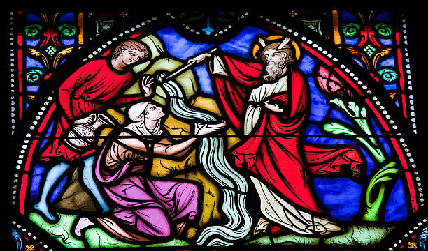 istock Moses strikes water from the rock 154446673