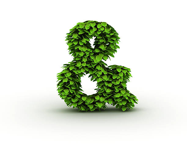 Ampersand sign with leaves stock photo