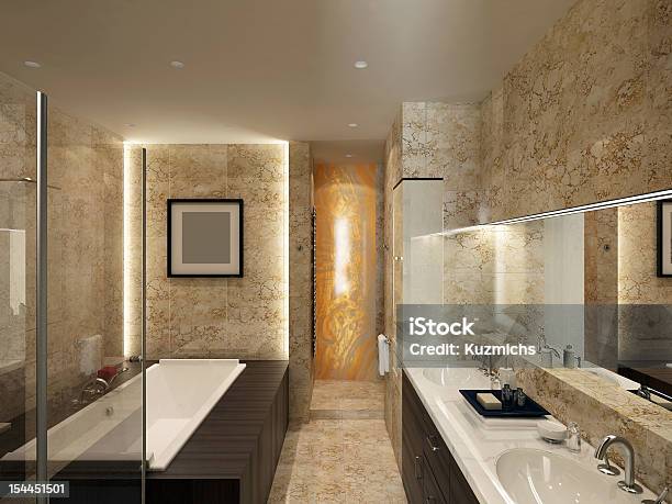 Modern Bathroom Stock Photo - Download Image Now - Apartment, Bathtub, Chrome