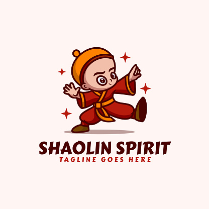 Vector Illustration Shaolin Spirit Mascot Cartoon Style.