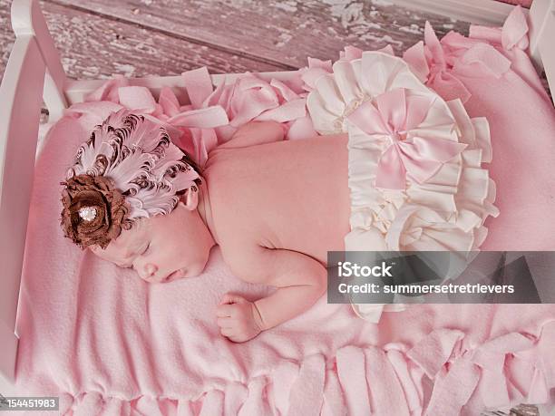 Sleeping Newborn Girl Stock Photo - Download Image Now - 0-1 Months, Babies Only, Baby - Human Age