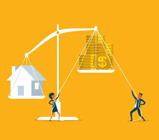 Vector illustration of Home and money