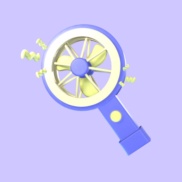istock 3D portable fan icon summer rendered isolated on the colored background 1544521958