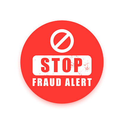 stay alert from fraud and scam with warning background design vector