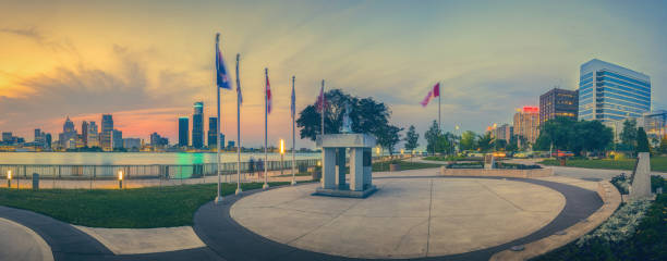 istock The Detroit and Windsor Skyline at Dusk 1544632784