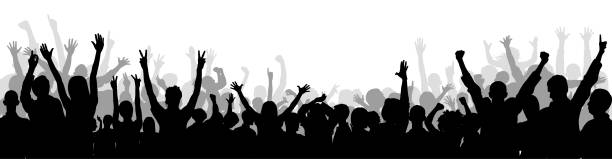 ilustraciones, imágenes clip art, dibujos animados e iconos de stock de multitud (las personas son completas y móviles, un camino de recorte oculta las piernas) - aclamar