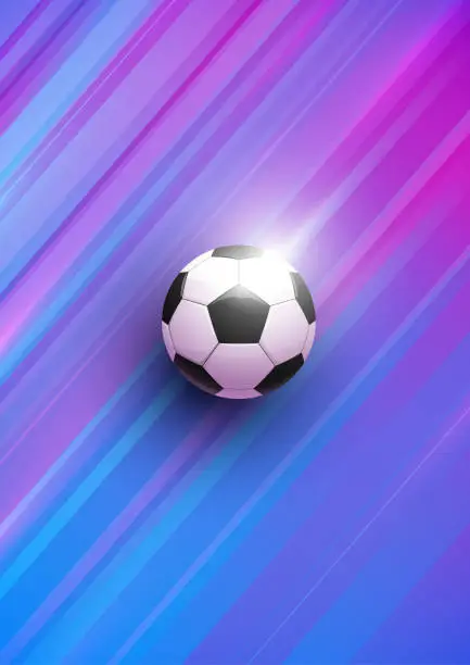 Vector illustration of Football on pink and blue lines background