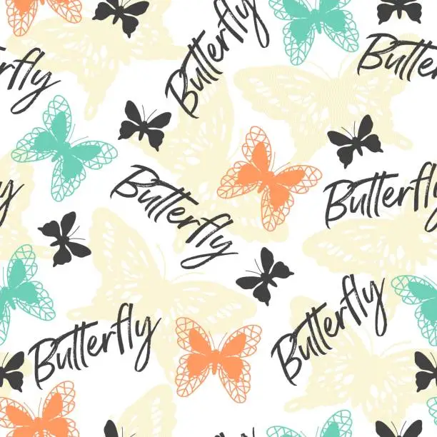 Vector illustration of Butterfly Whispers Lace and Flutter Vector Seamless Pattern