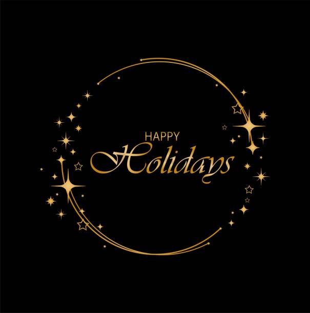 happy holidays text on stars background happy holidays symbol snowflake icon set shiny stock illustrations