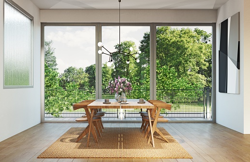 modern luxury style dining room. 3d render design