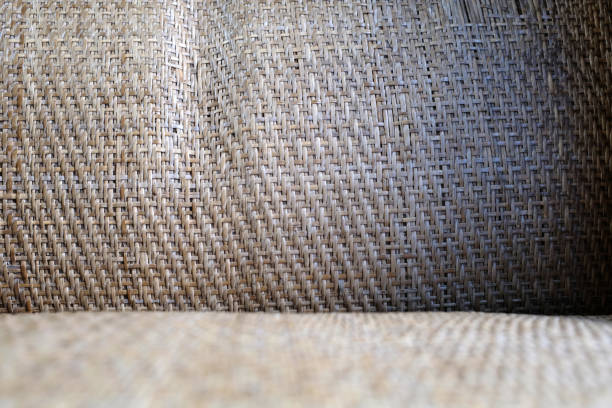 Woven Train Seat in Johnstown PA Car Trolley closeup texture of seat fabric