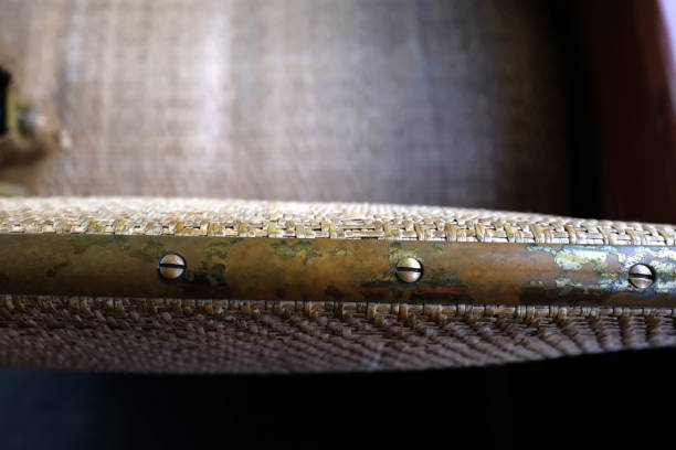 Woven Trolley Seat with Brass Fittings Texture