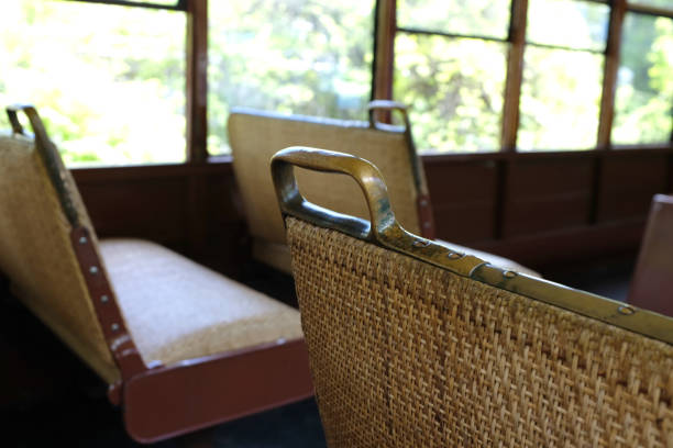 Woven Trolley Seat with Brass Fittings Texture
