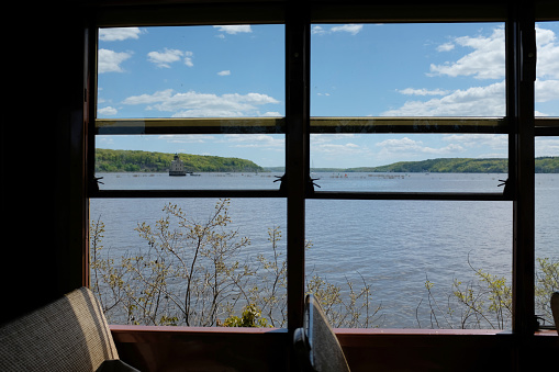 View From Johnstown PA Car Trolley, looking out of window over body of water