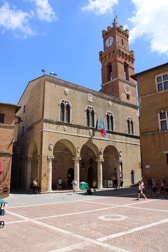 Place Pio II historical center of Pienza Toscana Italy 14 july 2023