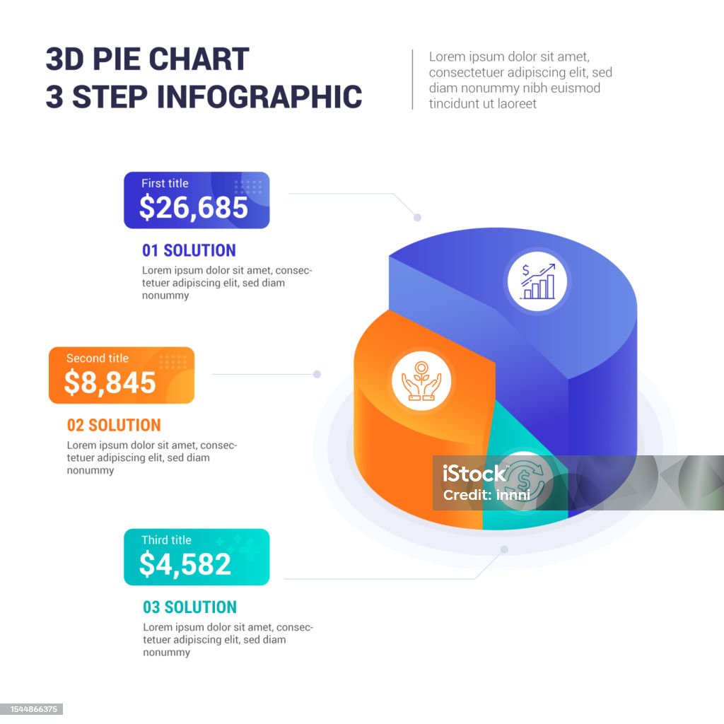 3st Chart 3d Pie Chart 3 Step Infographic Stock Illustration - Download Image Now ...