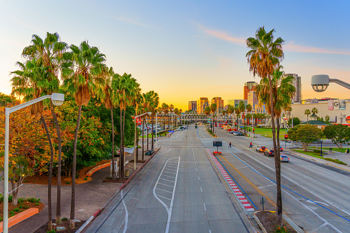 Los Angeles, California - December 22, 2022: West Shoreline Drive as Seen from the Shoreline Pedestrian Bridge