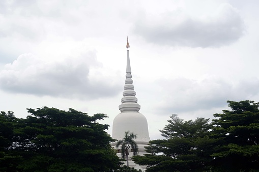 white pagoda at ayutthaya province,Thailand.