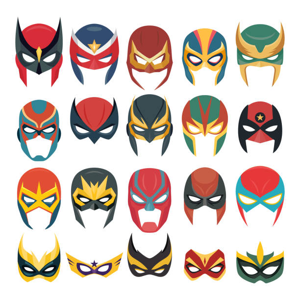 istock Vector Super Hero Masks Set in Flat Style. Face Character, Superhero Comic Book Mask Collection. Superhero Photo Props, Women and Men Masks, Carnival Glasses 1544904993