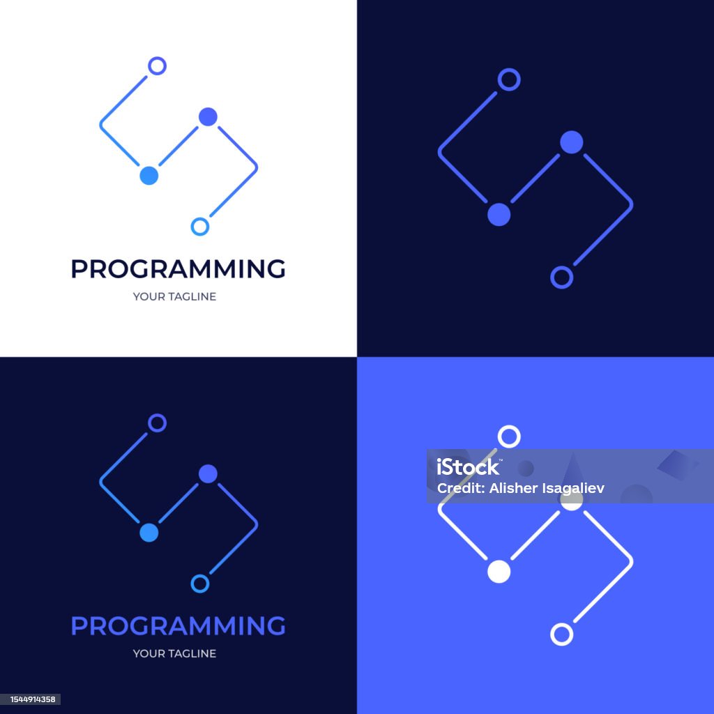 Logo Vektor Untuk Pemrograman Desain Logo Untuk Tata Letak Ilustrasi ...